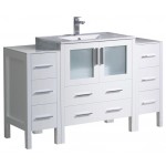 Fresca Torino 54" White Modern Bathroom Cabinets w/ Integrated Sink