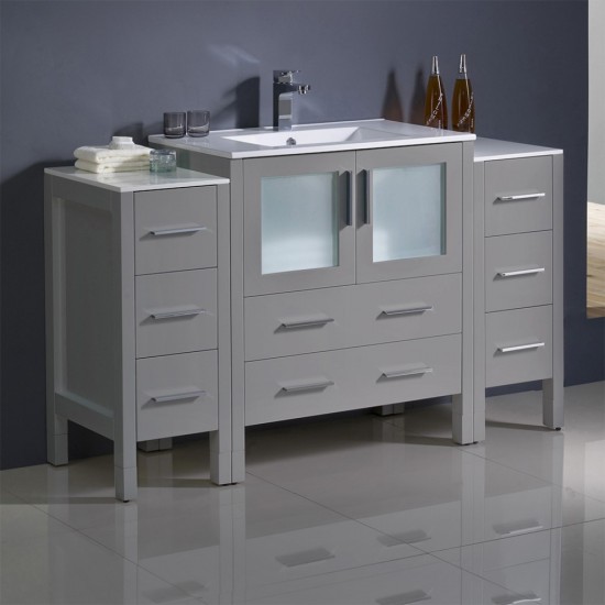 Fresca Torino 54" Gray Modern Bathroom Cabinets w/ Integrated Sink