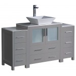 Fresca Torino 54" Gray Modern Bathroom Cabinets w/ Top & Vessel Sink