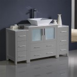 Fresca Torino 54" Gray Modern Bathroom Cabinets w/ Top & Vessel Sink