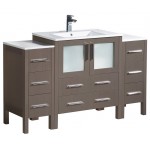 Fresca Torino 54" Gray Oak Modern Bathroom Cabinets w/ Integrated Sink