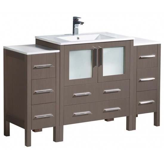 Fresca Torino 54" Gray Oak Modern Bathroom Cabinets w/ Integrated Sink