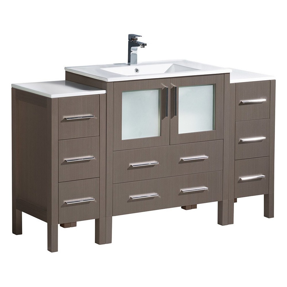 Fresca Torino 54" Gray Oak Modern Bathroom Cabinets w/ Integrated Sink