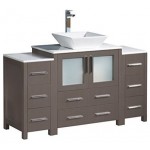 Fresca Torino 54" Gray Oak Modern Bathroom Cabinets w/ Top & Vessel Sink