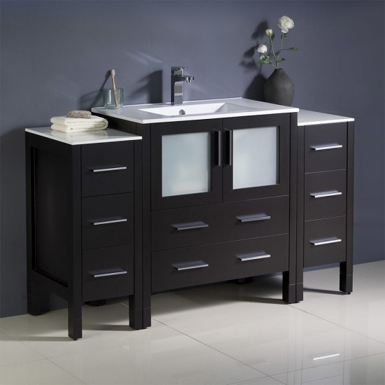 Fresca Torino 54" Espresso Modern Bathroom Cabinets w/ Integrated Sink