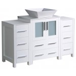 48 White Modern Bathroom Cabinets w/ Top & Vessel Sink, FCB62-122412WH-CWH-V