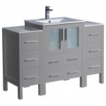 Torino 48" Gray Modern Bathroom Cabinets w/ Integrated Sink, FCB62-122412GR-I