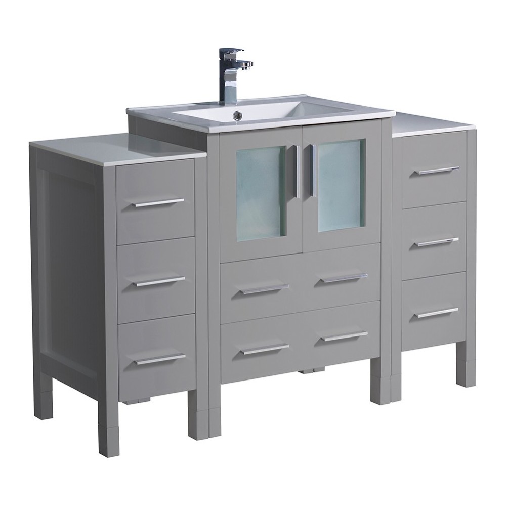 Torino 48" Gray Modern Bathroom Cabinets w/ Integrated Sink, FCB62-122412GR-I