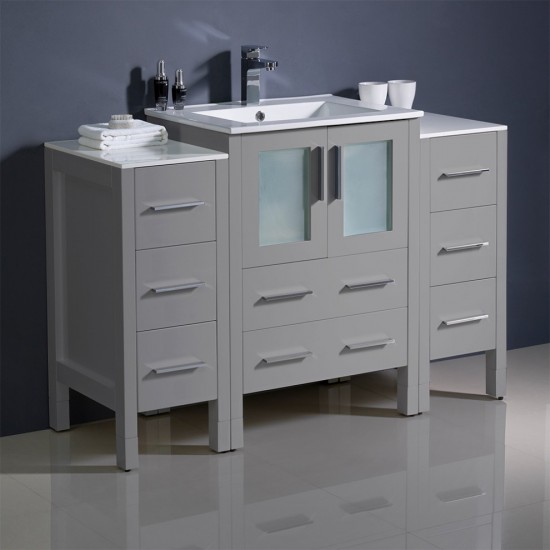 Torino 48" Gray Modern Bathroom Cabinets w/ Integrated Sink, FCB62-122412GR-I