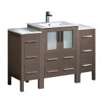 Fresca Torino 48" Gray Oak Modern Bathroom Cabinets w/ Integrated Sink