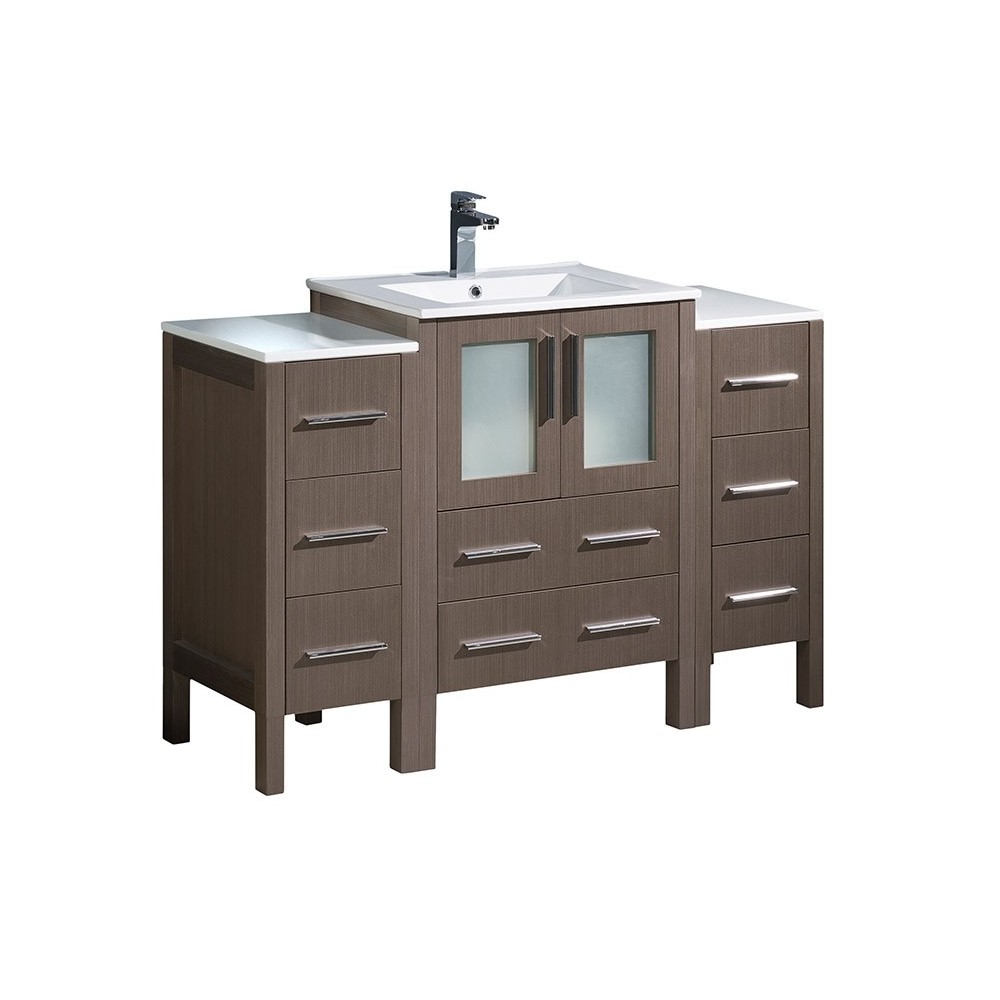 Fresca Torino 48" Gray Oak Modern Bathroom Cabinets w/ Integrated Sink