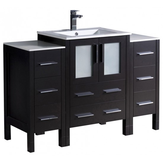 Torino 48 Espresso Modern Bathroom Cabinets w/ Integrated Sink, FCB62-122412ES-I