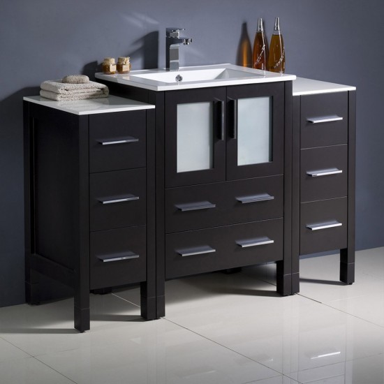 Torino 48 Espresso Modern Bathroom Cabinets w/ Integrated Sink, FCB62-122412ES-I