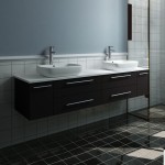 Lucera 72 Espresso Wall Hung Modern Bathroom Cabinet w/ Top, Double Vessel Sinks