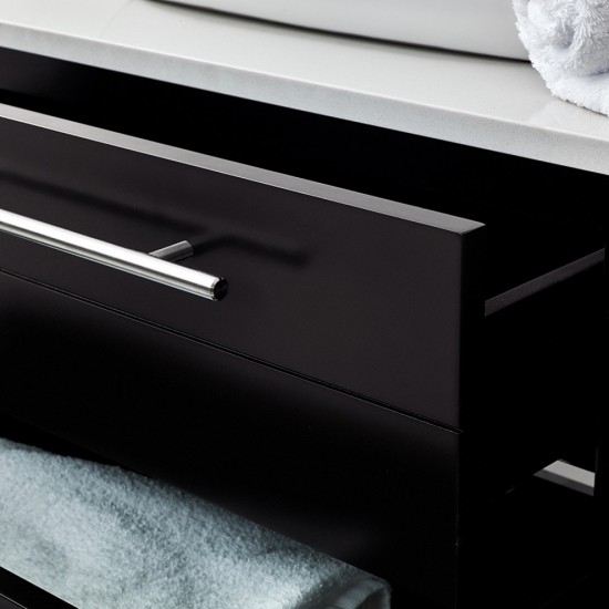 Lucera 60 Espresso Wall Hung Modern Bathroom Cabinet w/ Top & Single Vessel Sink