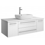 Fresca Lucera 48" White Wall Hung Modern Bathroom Cabinet w/ Top & Vessel Sink