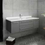 Lucera 48" Gray Wall Hung Modern Bathroom Cabinet w/ Top & Undermount Sink