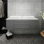 Lucera 48" Gray Wall Hung Modern Bathroom Cabinet w/ Top & Undermount Sink
