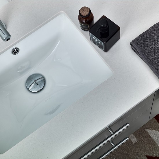 Lucera 48" Gray Wall Hung Modern Bathroom Cabinet w/ Top & Undermount Sink