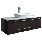 Lucera 48" Espresso Wall Hung Modern Bathroom Cabinet w/ Top & Vessel Sink