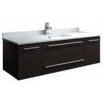 Lucera 48" Espresso Wall Hung Modern Bathroom Cabinet w/ Top & Undermount Sink