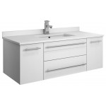 Lucera 42" White Wall Hung Modern Bathroom Cabinet w/ Top & Undermount Sink