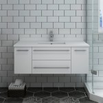 Lucera 42" White Wall Hung Modern Bathroom Cabinet w/ Top & Undermount Sink