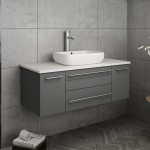 Fresca Lucera 42" Gray Wall Hung Modern Bathroom Cabinet w/ Top & Vessel Sink