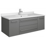 Lucera 42" Gray Wall Hung Modern Bathroom Cabinet w/ Top & Undermount Sink