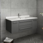 Lucera 42" Gray Wall Hung Modern Bathroom Cabinet w/ Top & Undermount Sink