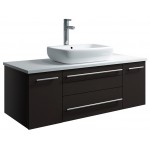 Lucera 42" Espresso Wall Hung Modern Bathroom Cabinet w/ Top & Vessel Sink