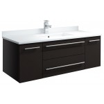 Lucera 42" Espresso Wall Hung Modern Bathroom Cabinet w/ Top & Undermount Sink