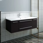 Lucera 42" Espresso Wall Hung Modern Bathroom Cabinet w/ Top & Undermount Sink