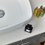 36 Gray Wall Hung Modern Bathroom Cabinet w/ Top & Vessel Sink - Left Version