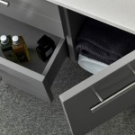36 Gray Wall Hung Modern Bathroom Cabinet w/ Top & Vessel Sink - Left Version