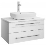 Fresca Lucera 30" White Wall Hung Modern Bathroom Cabinet w/ Top & Vessel Sink