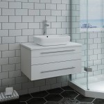 Fresca Lucera 30" White Wall Hung Modern Bathroom Cabinet w/ Top & Vessel Sink