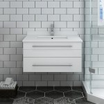Lucera 30" White Wall Hung Modern Bathroom Cabinet w/ Top & Undermount Sink