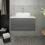 Fresca Lucera 30" Gray Wall Hung Modern Bathroom Cabinet w/ Top & Vessel Sink