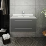 Lucera 30" Gray Wall Hung Modern Bathroom Cabinet w/ Top & Undermount Sink