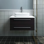 Lucera 30" Espresso Wall Hung Modern Bathroom Cabinet w/ Top & Vessel Sink