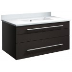 Lucera 30" Espresso Wall Hung Modern Bathroom Cabinet w/ Top & Undermount Sink