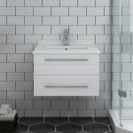 Lucera 24" White Wall Hung Modern Bathroom Cabinet w/ Top & Undermount Sink