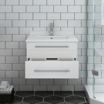 Lucera 24" White Wall Hung Modern Bathroom Cabinet w/ Top & Undermount Sink