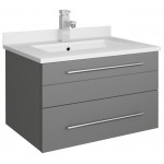 Lucera 24" Gray Wall Hung Modern Bathroom Cabinet w/ Top & Undermount Sink