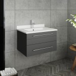 Lucera 24" Gray Wall Hung Modern Bathroom Cabinet w/ Top & Undermount Sink