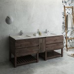 72 Floor Standing Open Bottom Dbl Sink Bathroom Cabinet, Top, Sinks, Wood