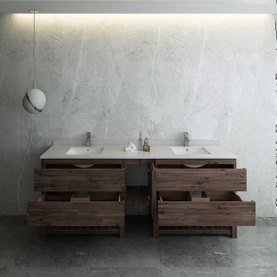 72 Floor Standing Open Bottom Dbl Sink Bathroom Cabinet, Top, Sinks, Wood