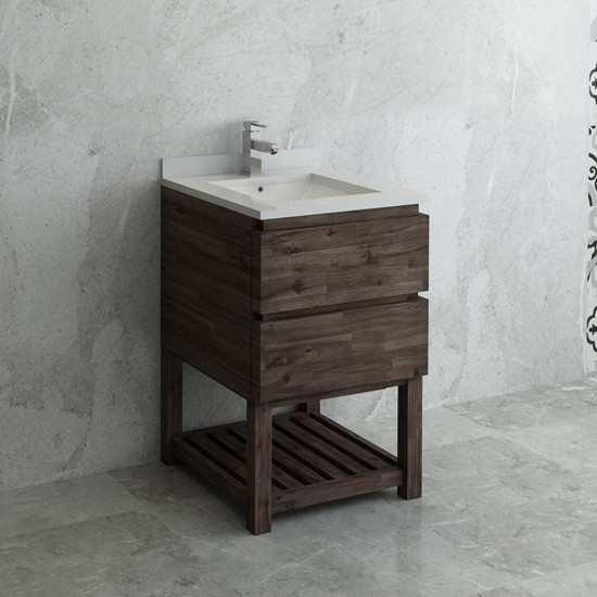 Formosa 24" Floor Standing Open Bottom Modern Bathroom Cabinet w/ Top & Sink