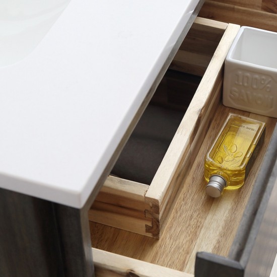 Formosa 36" Floor Standing Open Bottom Modern Bathroom Cabinet w/ Top & Sink
